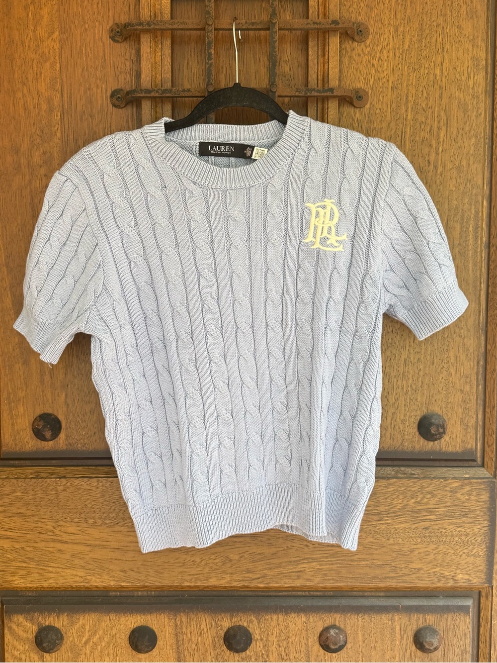 Lauren Ralph Lauren Light Blue Cable-Knit Crewneck Sweater Size M